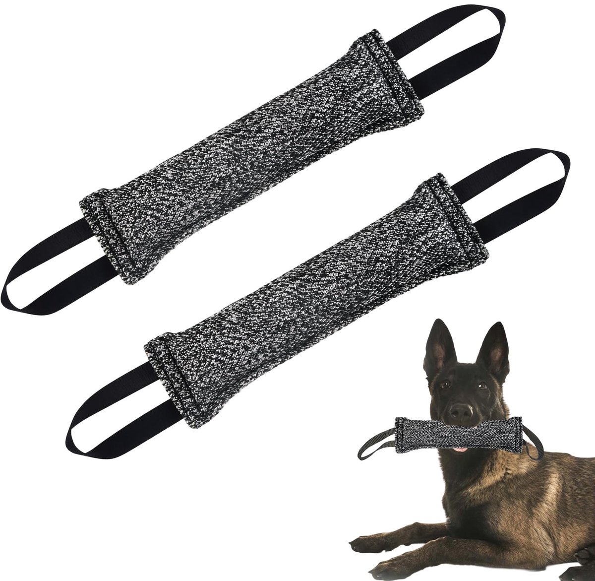 2 Stuks Trekspeelgoed Hond 30 cm Trekkend Hondenspeelgoed Hond Trekspeelgoed Interactief Trainingsspeelgoed voor Honden met 2 Handgrepen voor Trektouw en Ophalen (Grijs)