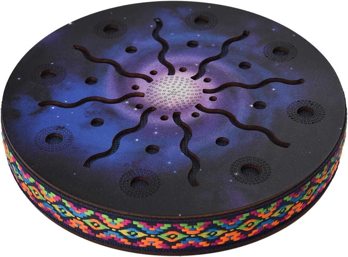 Ocean Drum - Hand Drum Percussie - Ontspanning Muziek Maken - Handgemaakt Geweven Rand - 8 Inch - Gekleurd
