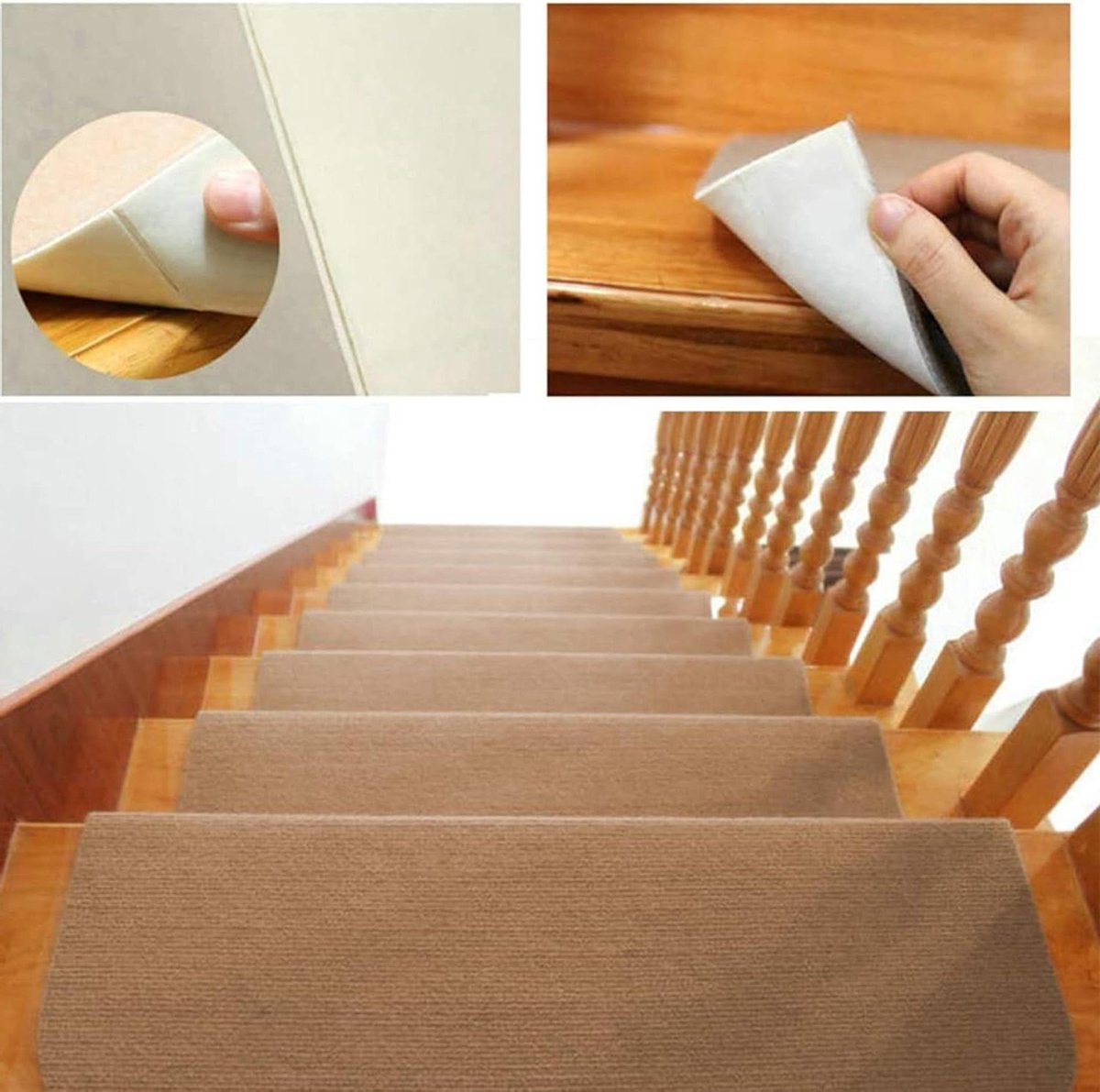 Stap- en Tapis Beschermers - Trapmatten Antislip - Veiligheid Thuis - Zelfklevend en Wasbaar - 65 x 25 cm - Bruin