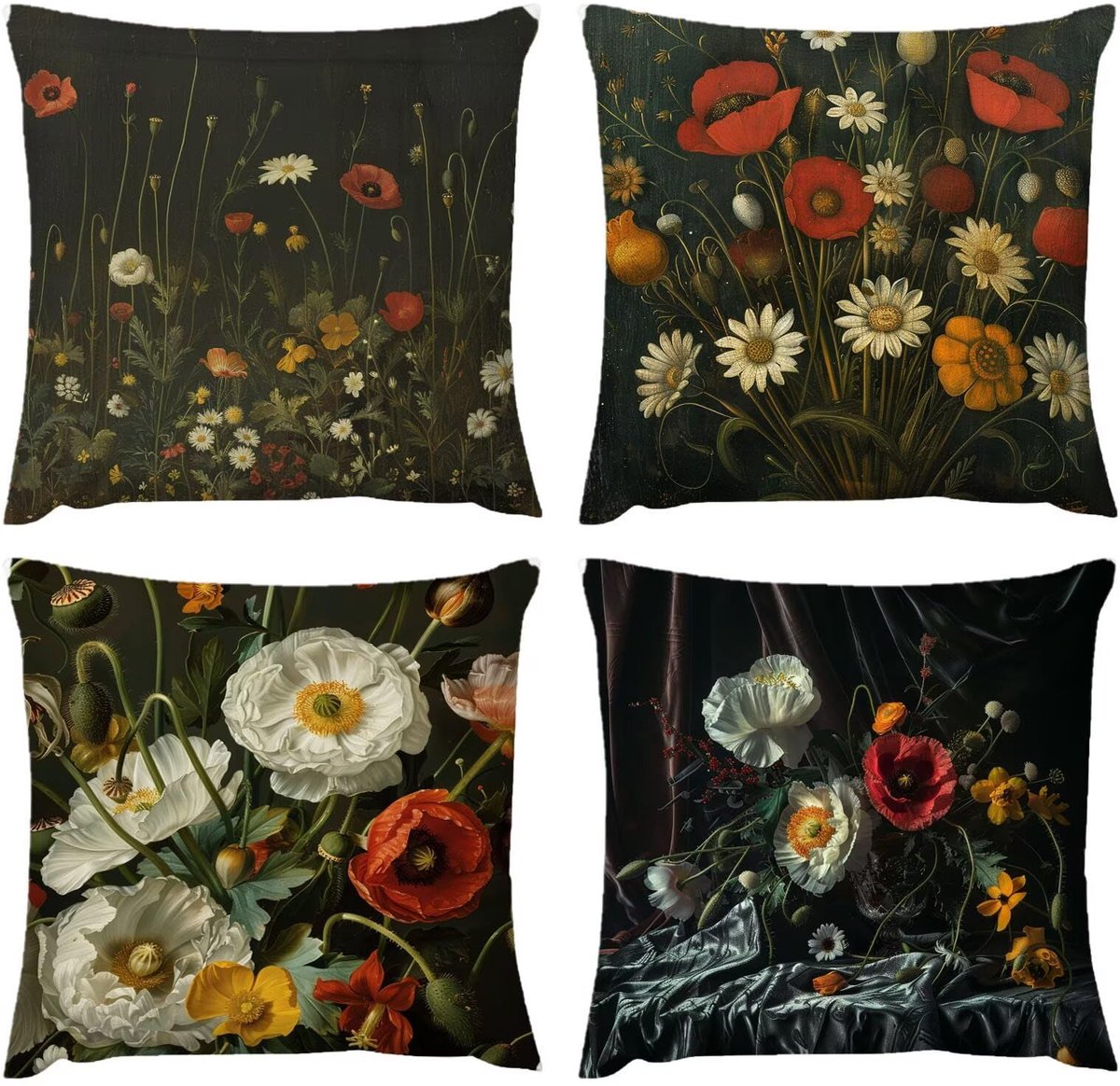 H318 Waterdichte kussensloop, 4 stuks, 80 x 80 cm, outdoor kussen, eenvoudige print, 32 x 32 cm, weerbestendig, sierkussen, kussenovertrek, decoratie voor kussen, bed/bank, stof, zacht ademend