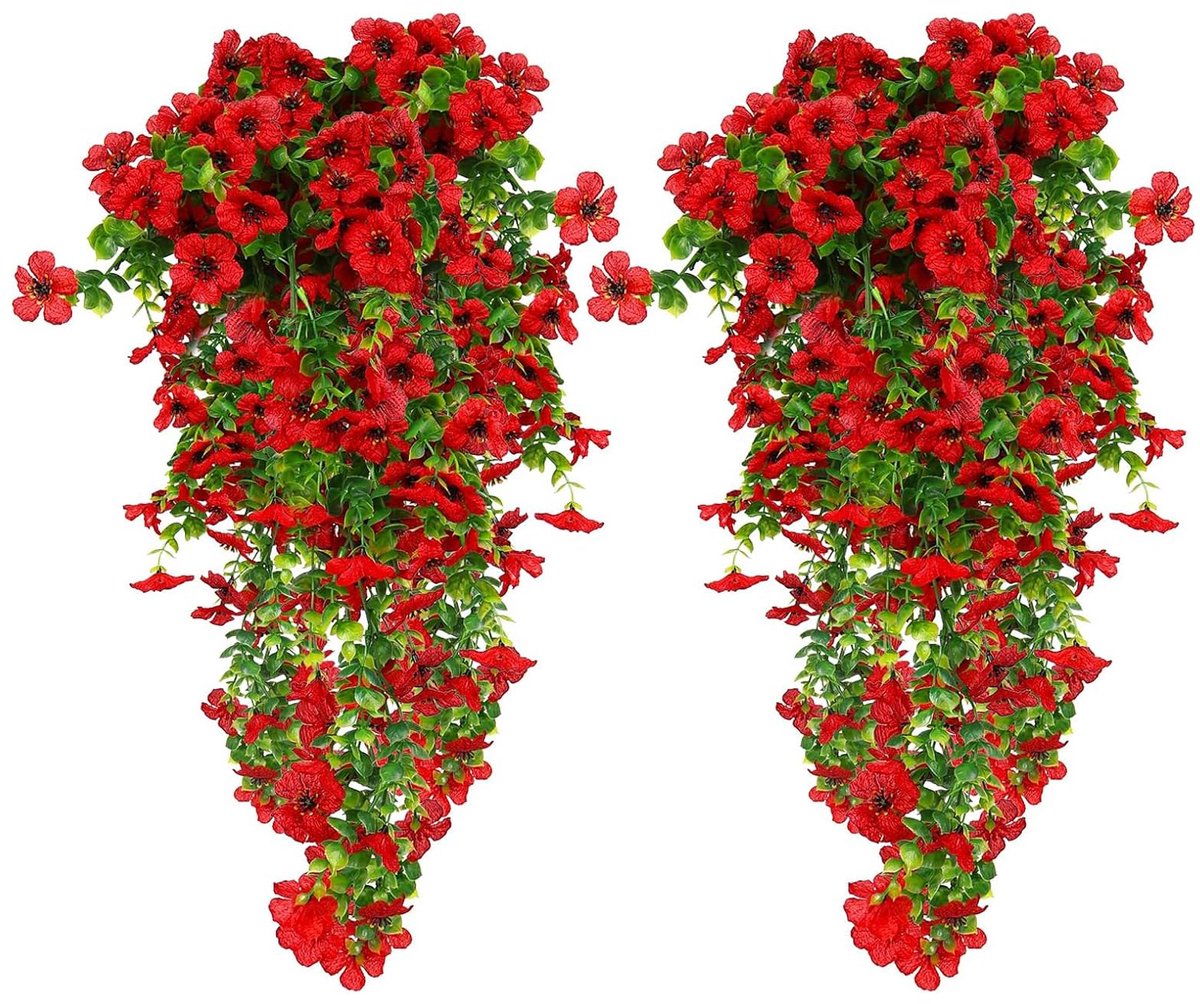 4 stuks kunstmatige hangende bloemen, UV-bestendige nephangende planten bloemenboeket, kunstmatige hangende planten buiten, voor muur huis tuin tuin patio bruiloft binnen buiten decoratie