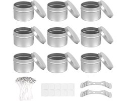 elthmpr Kaarsenblikjes, leeg, 120 ml, ronde kaarsenpotjes met schroefdeksel, metalen blikjes voor doe-het-zelf kaarsenmaakaccessoires, handwerk, cosmetica, 9 stuks