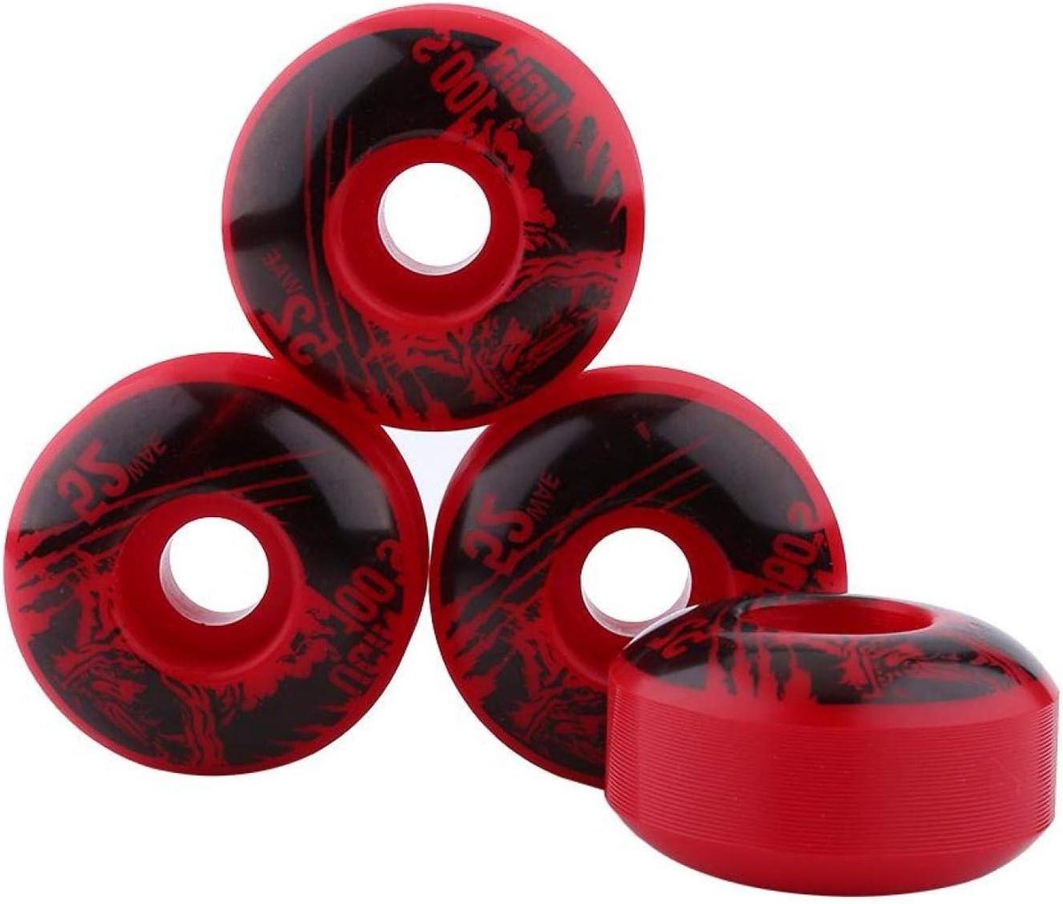 Skateboard Wielen - Longboard Vervanging - Basic Skateboarden - Veerkrachtig PU Materiaal - 52x30 mm - Rood