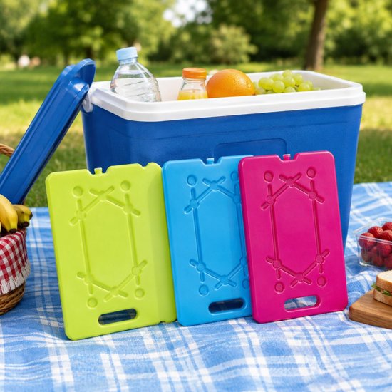 Plasticforte koeltas Koelelementen - 3x - lime groen - plat - 800 gram - 30 x 20 x 1.5 cm - dunne uitvoering van PlasticForte — afbeelding 3