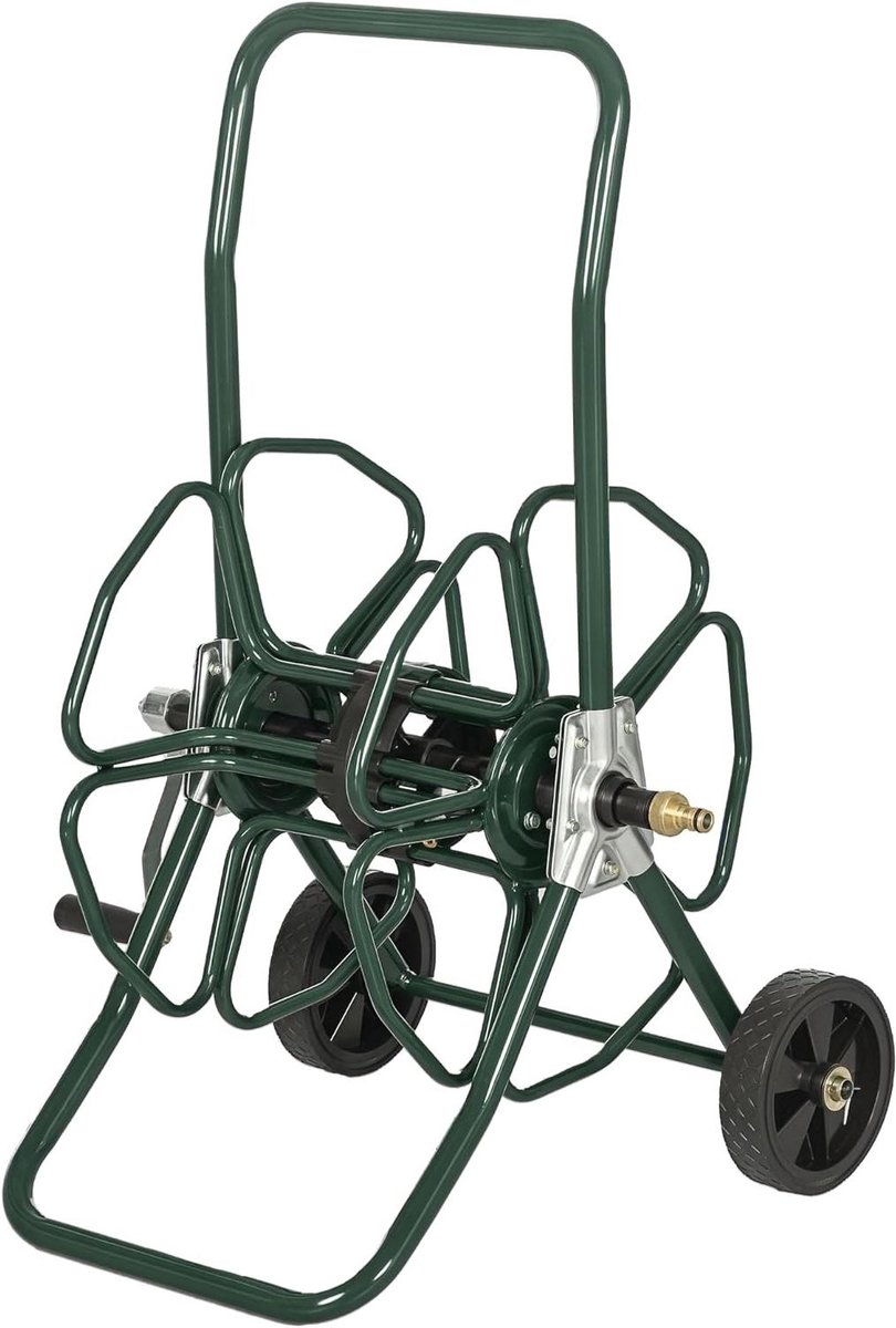 Tuinslanghaspel op wielen - Slang trolley - Tuin water geven - Antislip handgreep - 30 m slang - Donkergroen