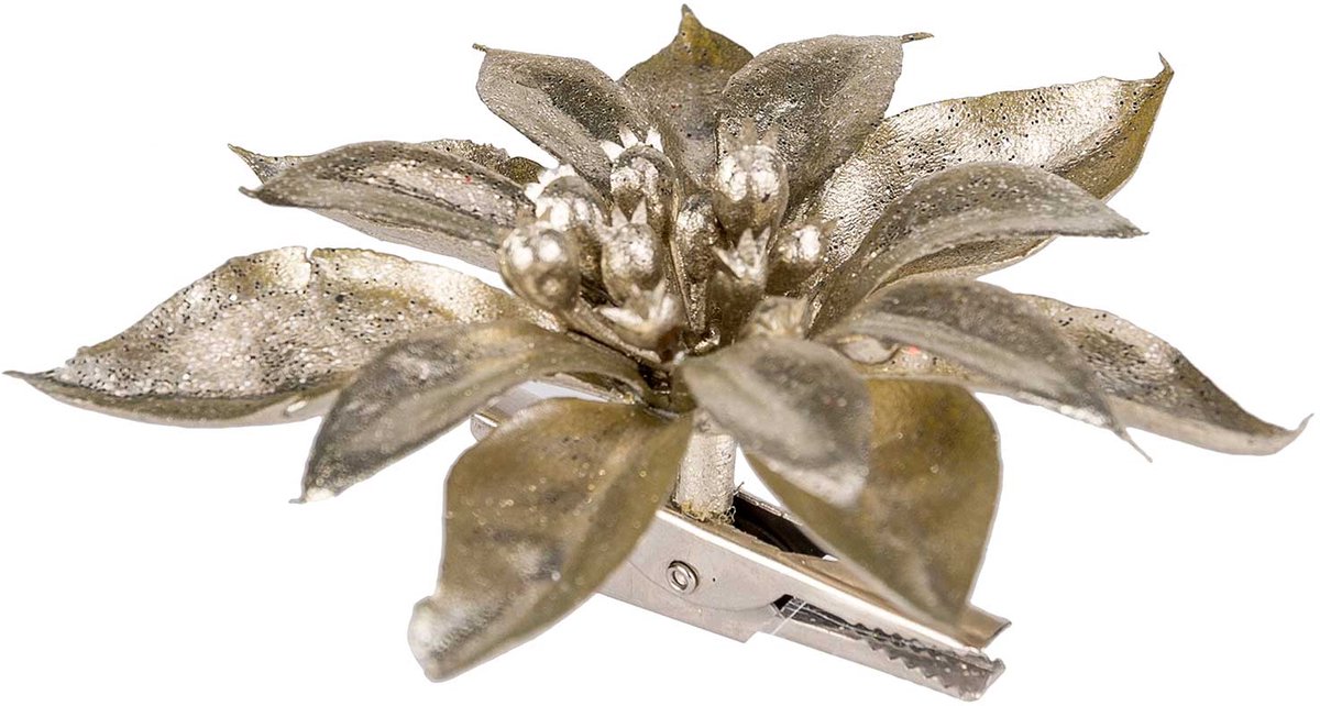Cosy @ Home Kerstroos Clip Metallic Glitter Champagn