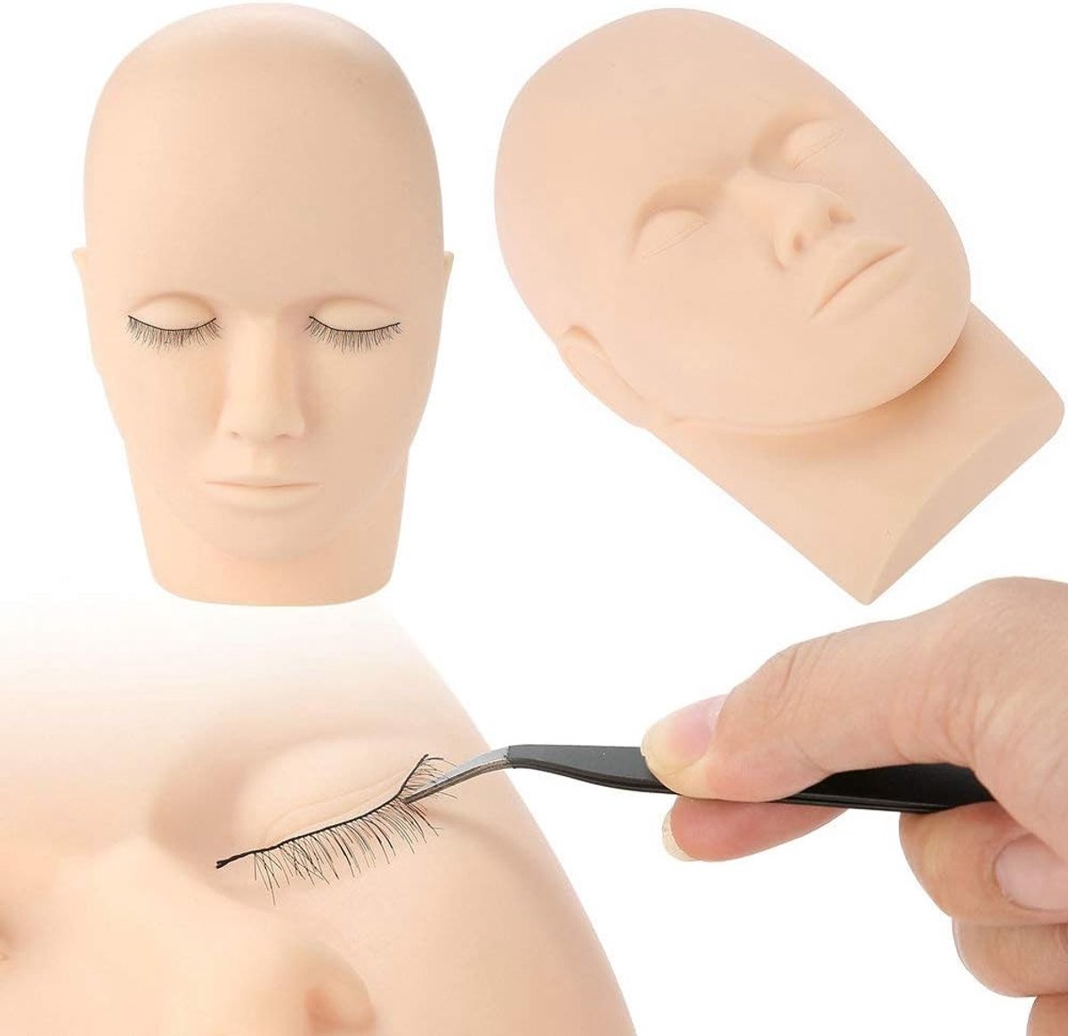 Rubberen Oefenhoofd voor Wimpers en Make-up - Zacht en Flexibel Massagetoestel 24.5 x 15.5 cm voor Schoonheid en Oefening