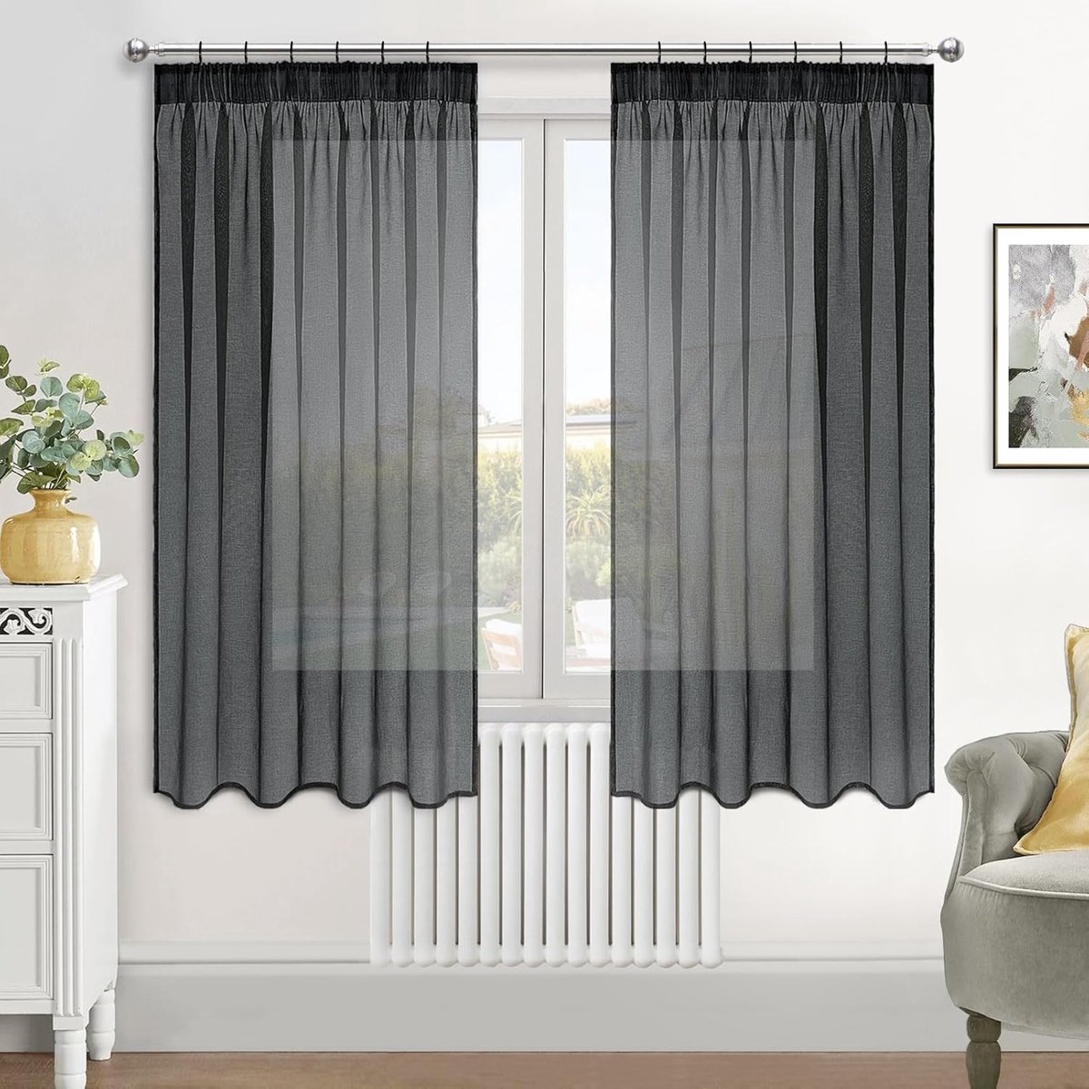 Grijze gordijnen modern gordijn met haken voor rail transparante gordijnen woonkamer modern 2 stuks woonkamer elegant 140 x 160 cm, drie gebruiksmethoden