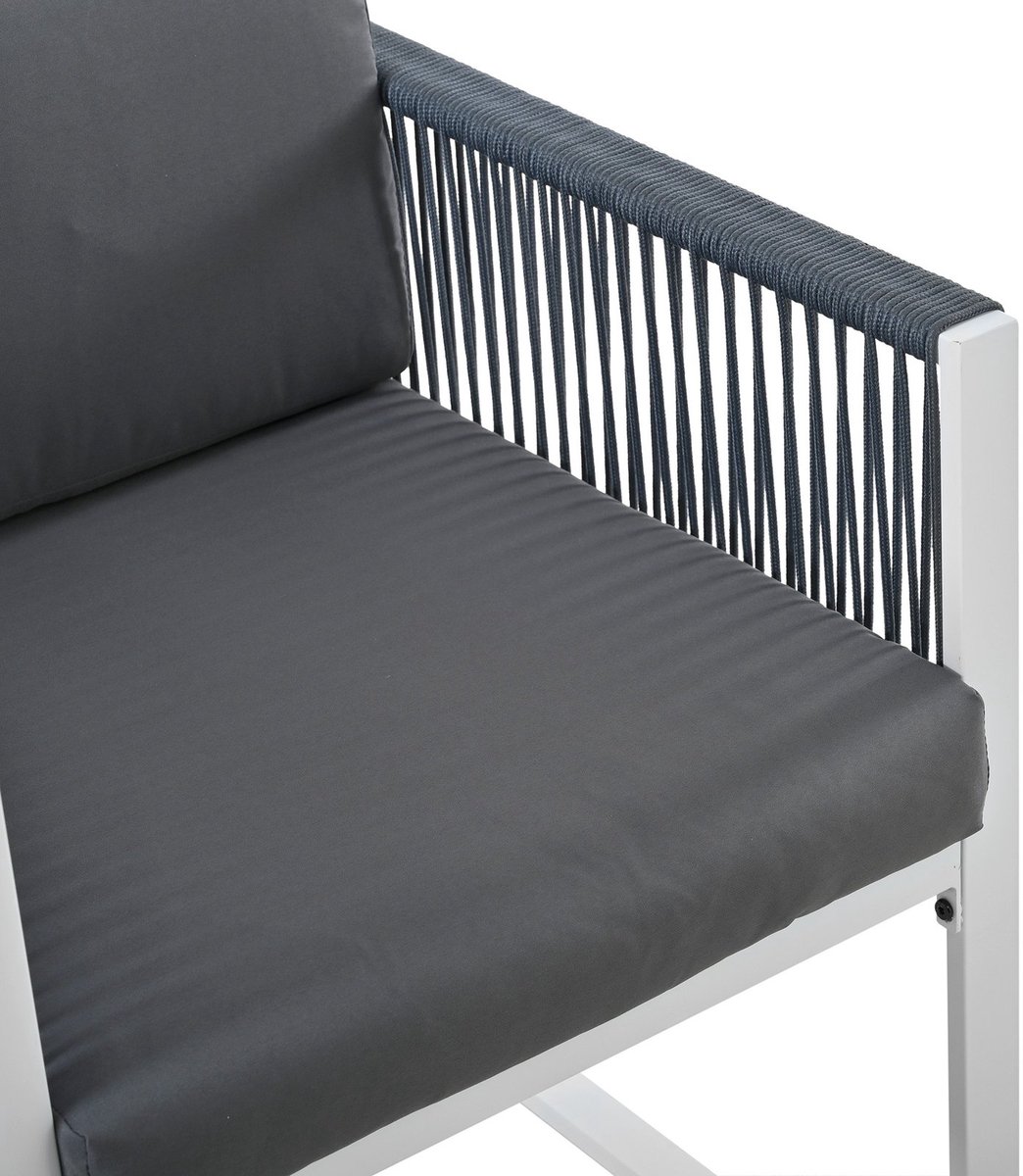 YYchan tuinset met eettafel voor buiten - 6 personen - met kussens - grijs - 170 x 80 x 75 cm