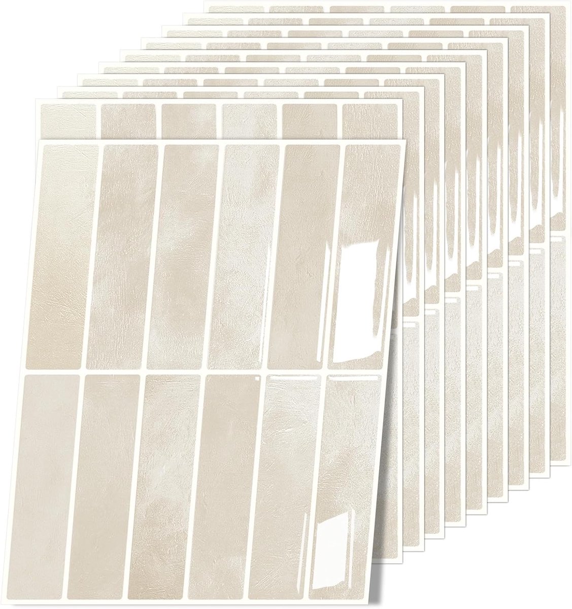 Tegelstickers, dikkere keukentegels, zelfklevend, wandtegels, zelfklevend, plaktegels, keuken, afneembaar, voor badkamer, keuken, wanddecoratie, waterdicht, beige, 22,9 x 29 cm