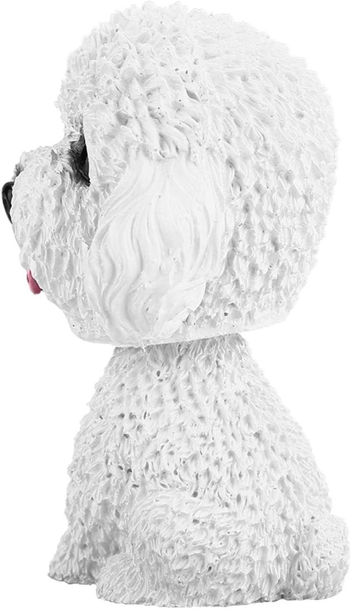 Auto Decoratie Hond - Dashboard Figuur - Auto Interieur - Schuddende Kop - 8.5 cm - Wit