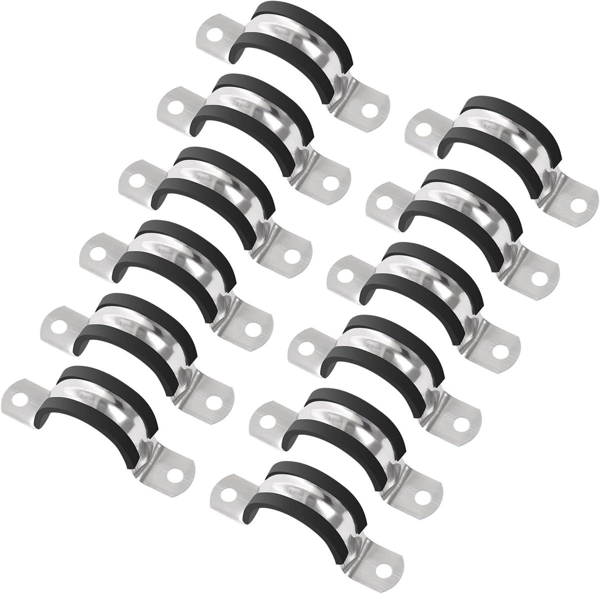 Pijpklemmen - U-buis band - Bevestigen van leidingen - Roestvrij staal - 20 mm 12 stuks - Zilver
