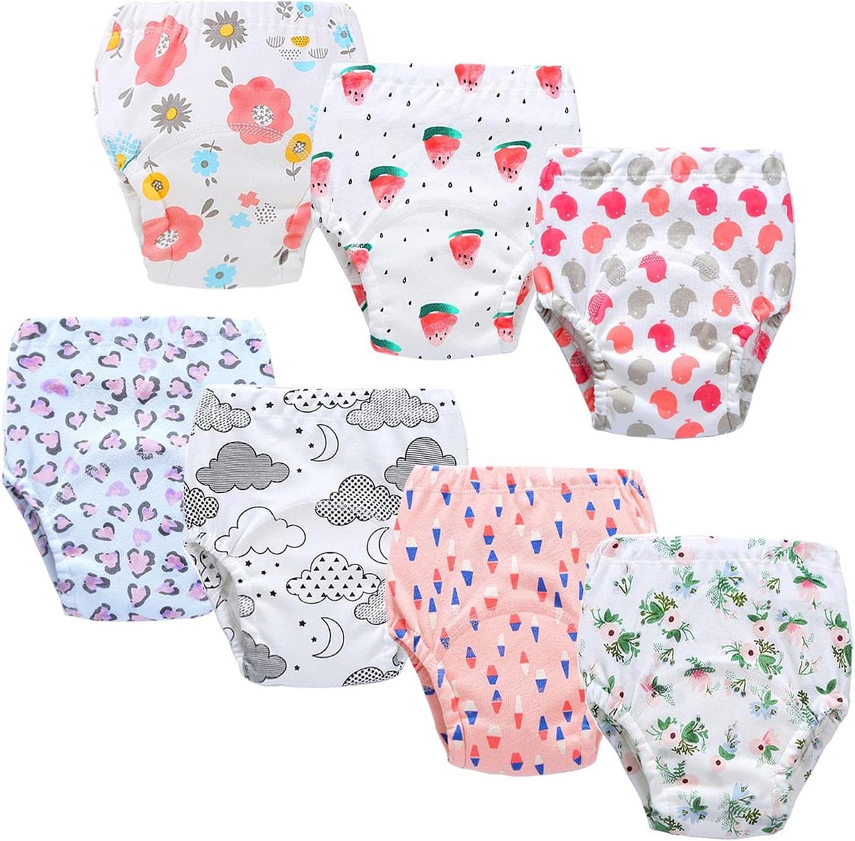 Oefenbroekjes Baby - Zindelijkheidstraining - Potjestraining - Herbruikbaar Materiaal - 7 Stuks - Meerdere Kleuren