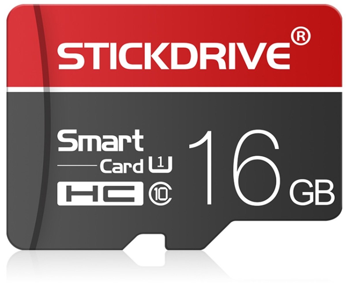 STICKDRIVE 16 GB U1 witte lijn rode en zwarte TF (Micro SD) geheugenkaart