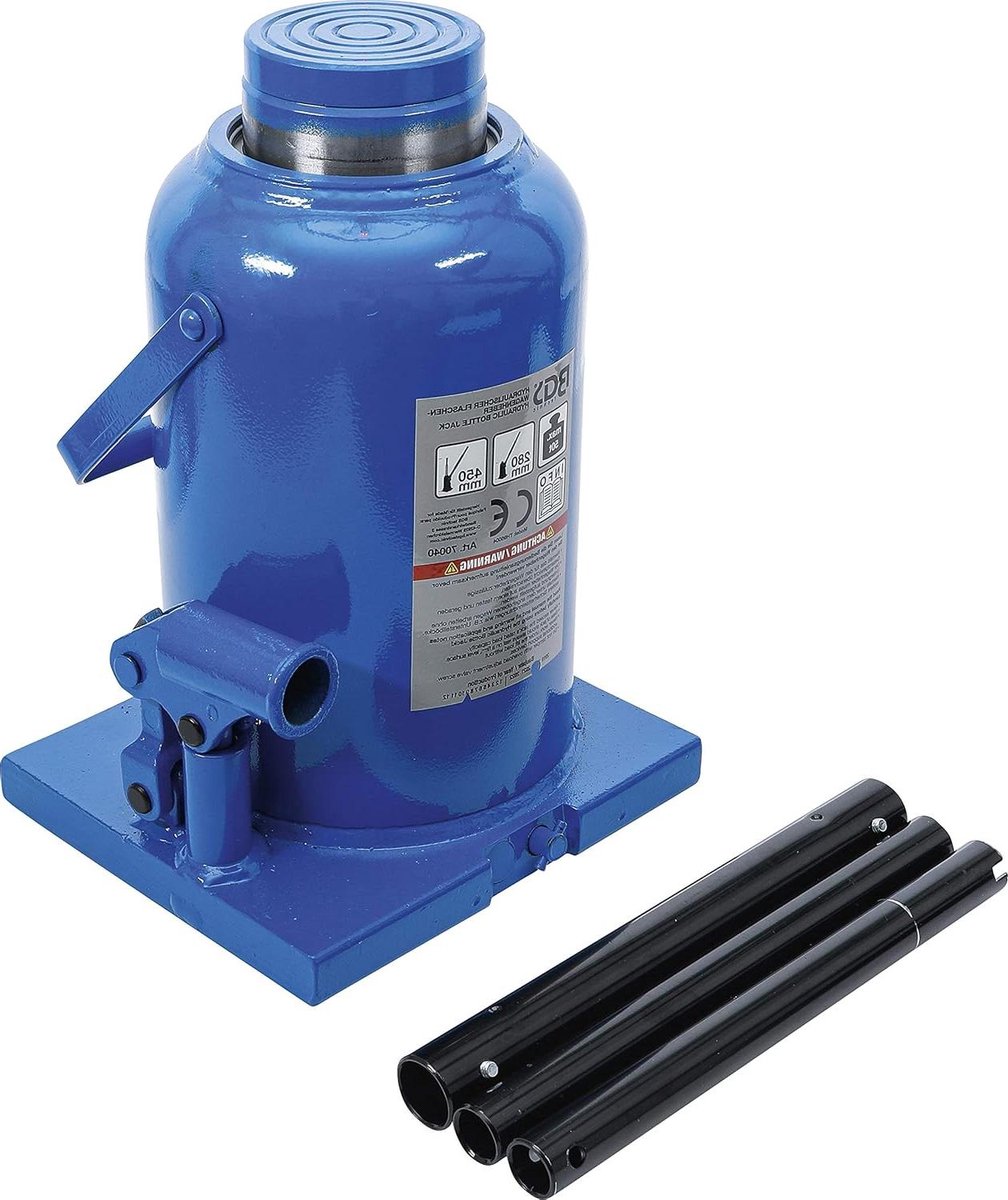 Hydraulische Potkrik - Fleskrik - Voertuigen Hefen - 50 Ton Draagvermogen - 28-45 cm - Blauw Zwart