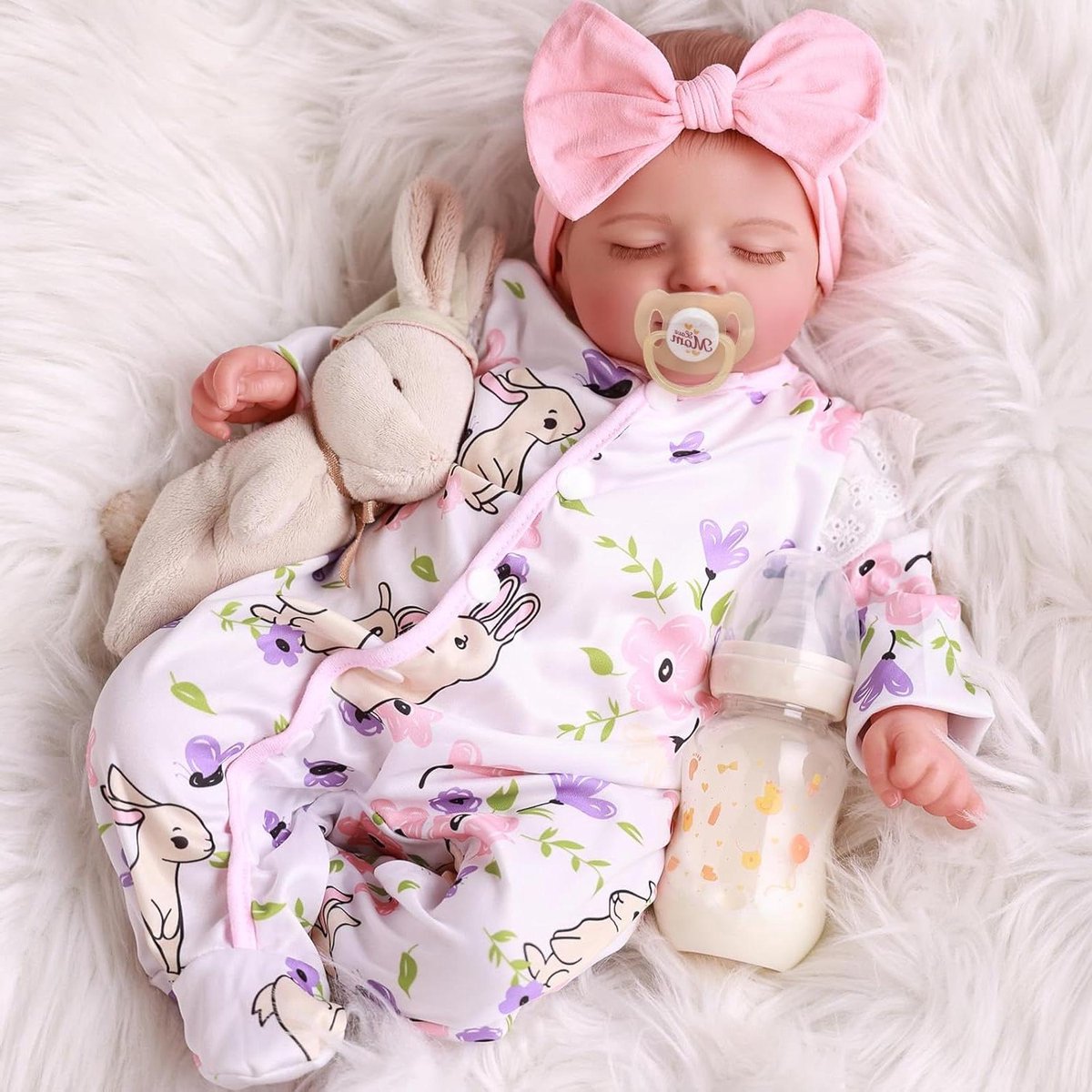 Reborn Babypop - Realistische pop - Kinderen vermaken - Stoffen lichaam - 50 cm - Roze