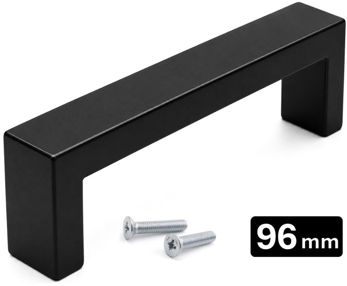 MSQDESIGN Handgreep RVS zwart - Boormaat 96 mm - zwarte Handgreep voor Keuken & Kast - Moderne Meubelgreep - Keukengreep Mat zwart -Kastgrepen- zwarte Greepjes Keuken - zwarte RVS Handvatten - Deurgreepjes -incl schroeven