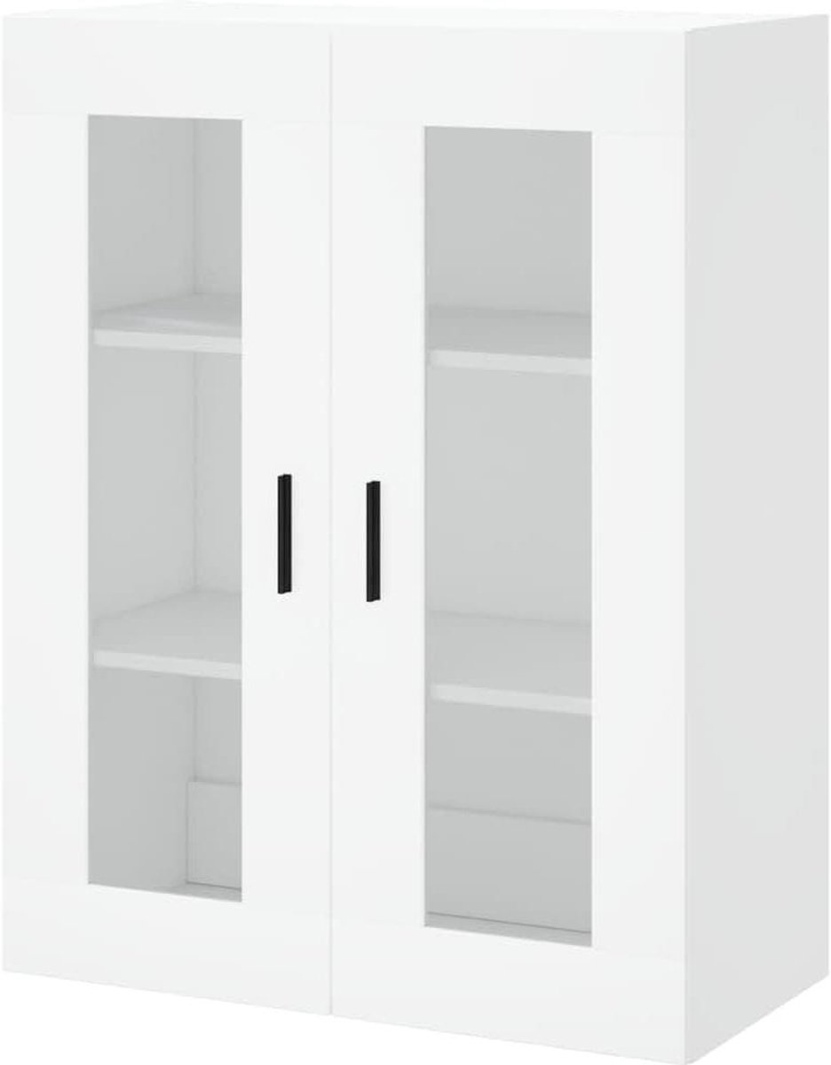 Hangkast Keuken - Opbergkast Wand - Keuken Organiseren - Glazen Deur - 695x34x90 cm - Wit
