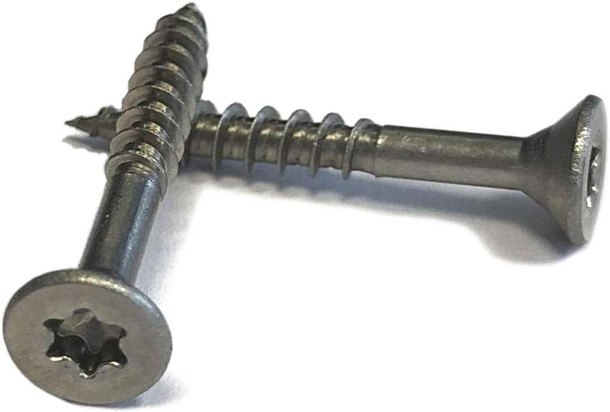 Spaanplaatschroeven Roestvrij Staal - Houtschroeven A2 Torx - Meubels Monteren - Verzonken Kop - 35x45 mm - Zilverkleurig