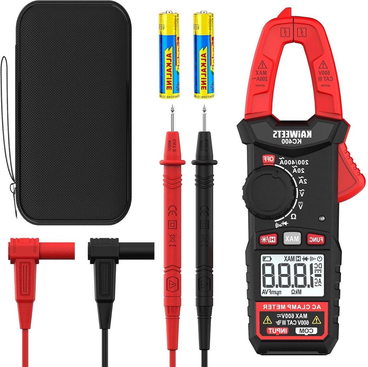 Tangmeter - Stroomtang - Elektrische Metingen - Automatische Bereiken - 308 g - Zwart