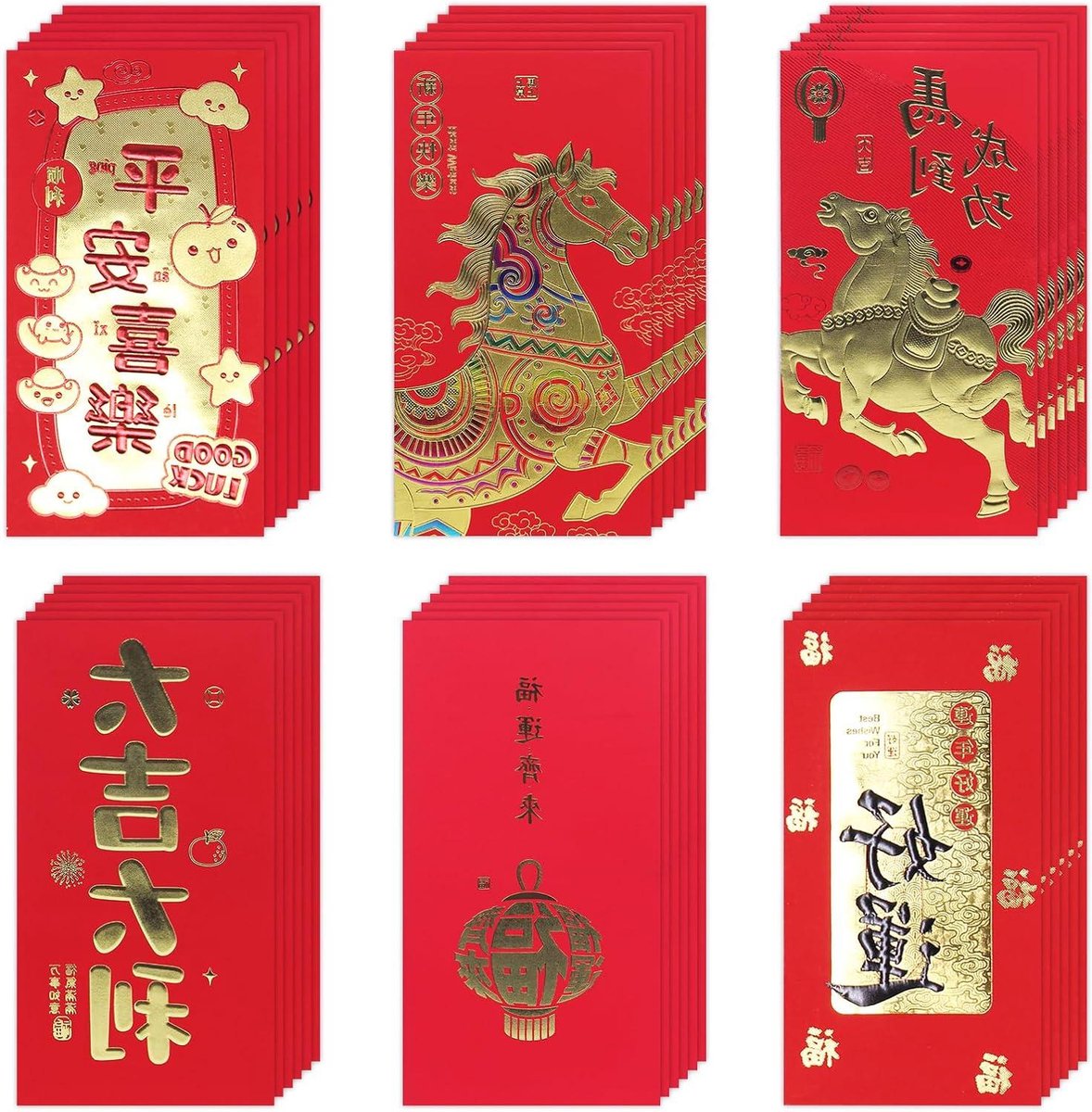 Chinese Red Envelopes - Nieuwjaarsbriefjes Geld - Geld Geven - Traditionele Ontwerpen - 36 stuks - Rood