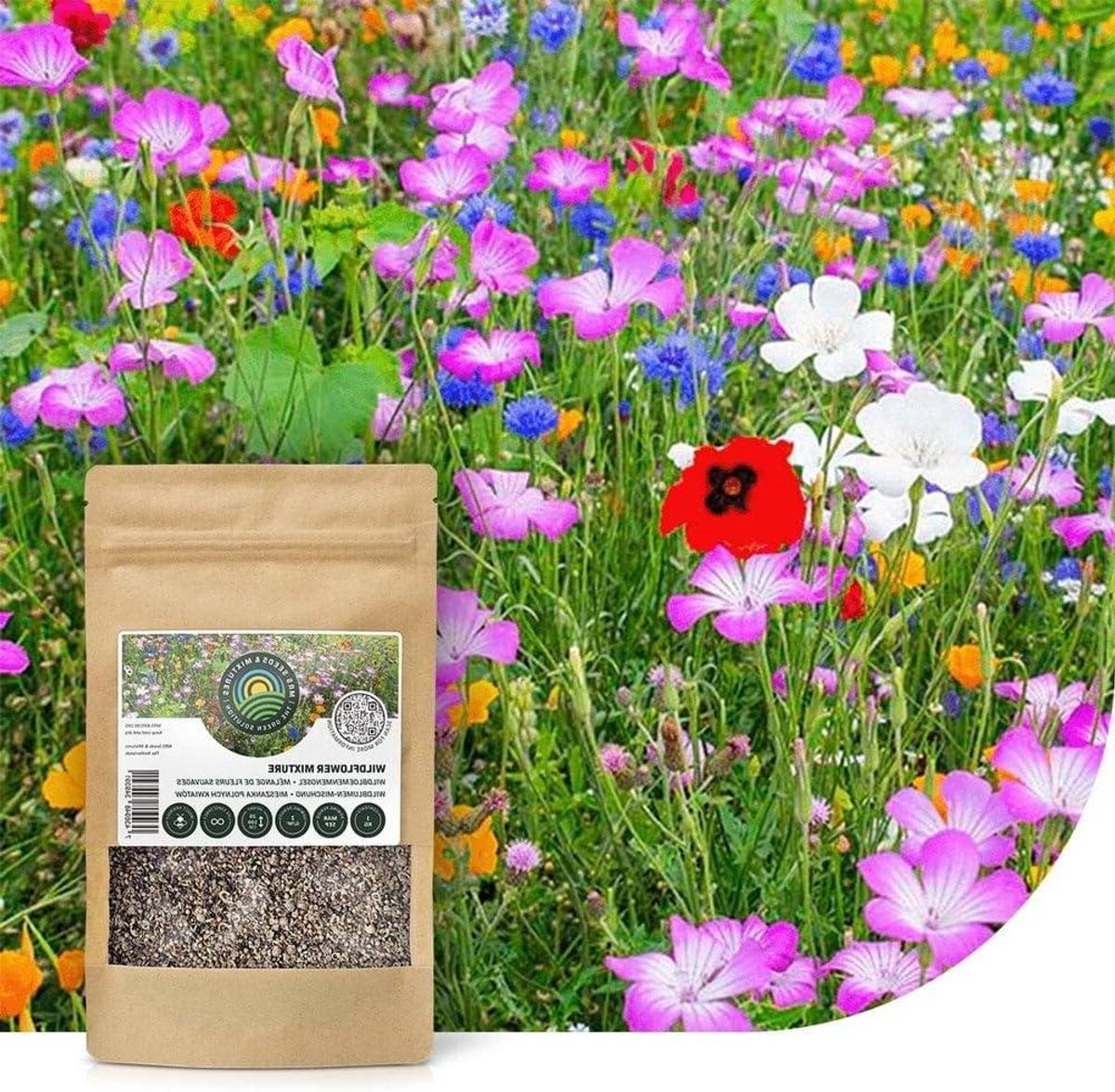 Wildbloemenmengsel - Bloemenweide Mengsel - Tuin Aankleden - 62 Bloemsoorten - 1 kg voor 500 m² - Kleurrijk