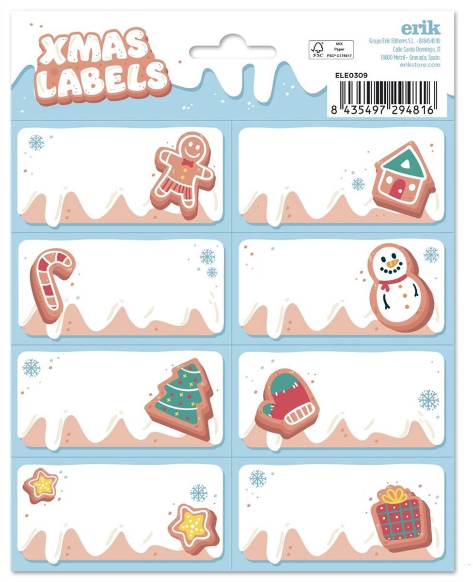 Grupo Erik - Ginger Christmas Christmas SelfAdhesive Labels Zelfklevende etiketten - Multicolours
