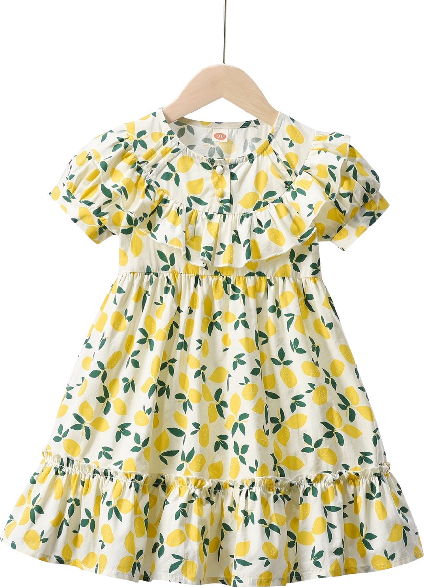 Currero Zomerjurk Meisjes Zomerjurken Kinderen Jurk Meisje Ibiza Stijl Sundress Kinderkleding 5-6 Jaar Geel