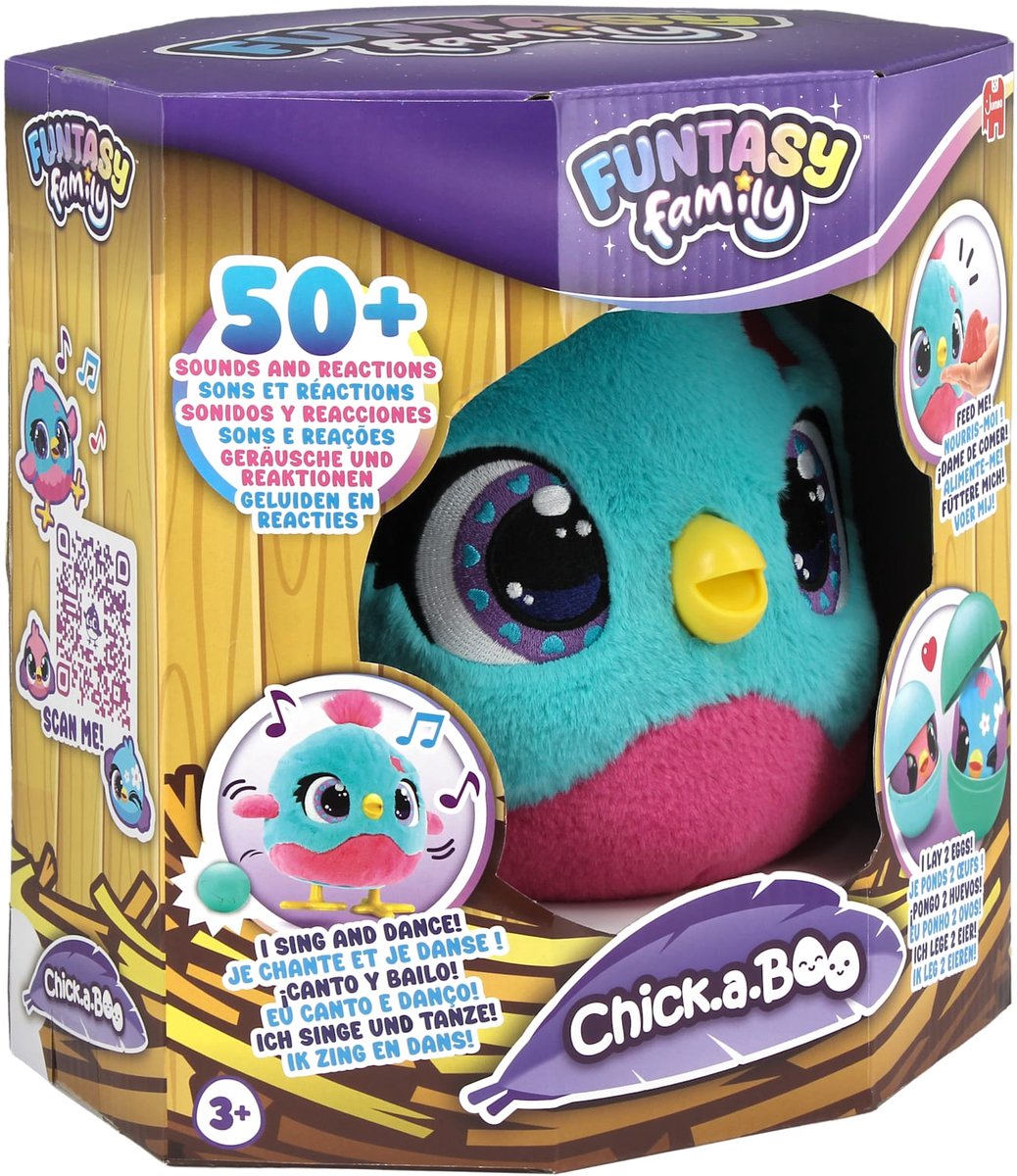 Jumbo - Funtasy Family - Chick-a-boo - Vanaf 3 jaar - Interactieve knuffel - Speelgoed met geluid - Zingt, danst en legt kuikens — afbeelding 18