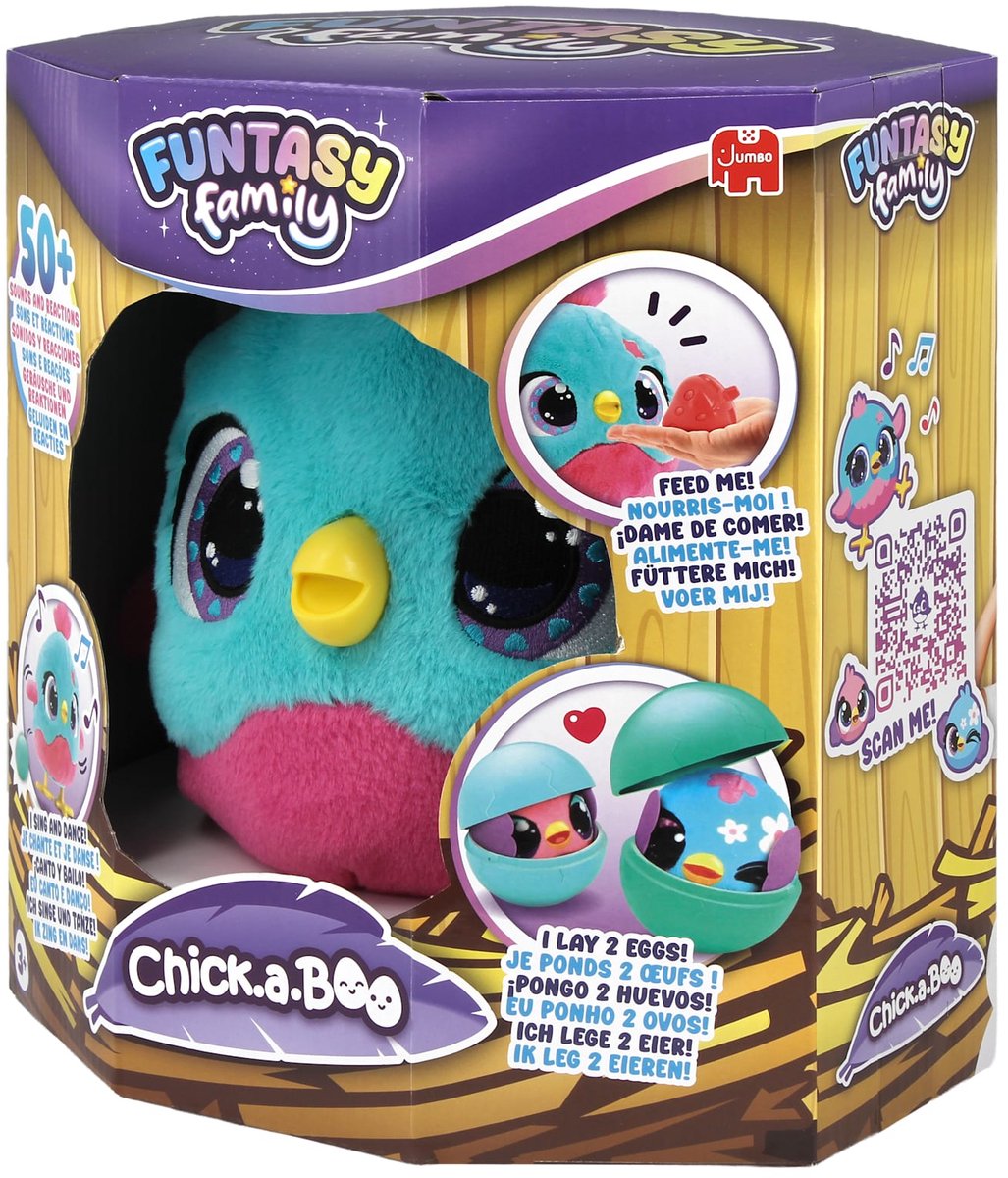 Jumbo - Funtasy Family - Chick-a-boo - Vanaf 3 jaar - Interactieve knuffel - Speelgoed met geluid - Zingt, danst en legt kuikens — afbeelding 11