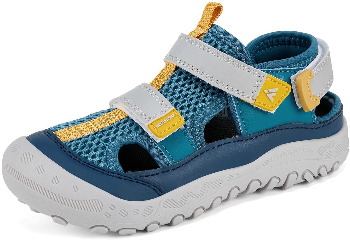 SnelShoppen - Trekkingsandalen voor jongens en meisjes, gesloten teen, ademend, antislip, maat 24-38, blauw, ideaal voor camping en buitenactiviteiten