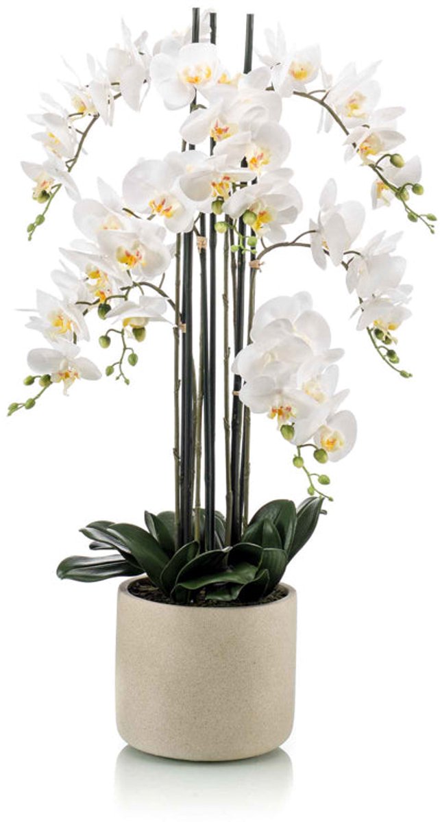 Emerald Kunstplant in pot Phalaenopsis wit 100cm - Kunstplant voor binnen