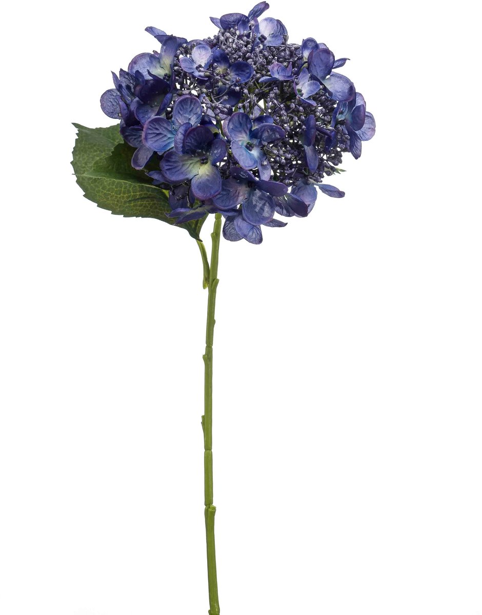 Emerald Kunstbloem Hortensia 50cm donkerblauw - Kunstplant voor binnen