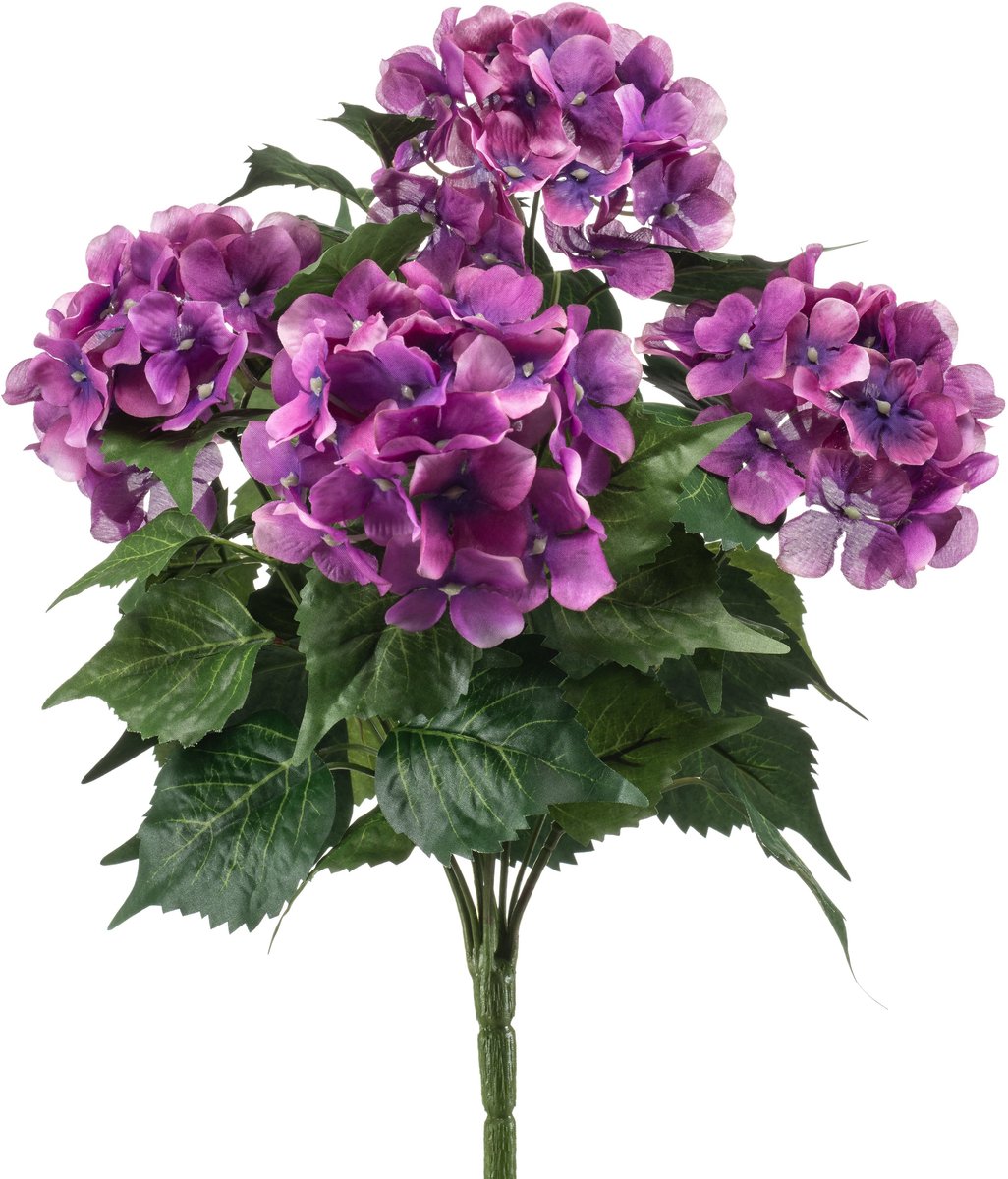 Emerald - Kunstplant Hortensia 38cm fuchsia - Kunstplant voor binnen