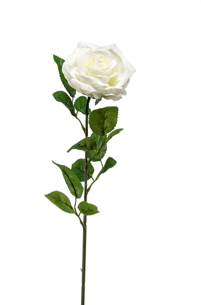 Emerald Kunstbloem Roos Marleen 63cm crème - Kunstplant voor binnen