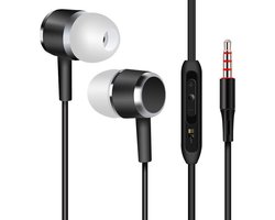 Bedrade oortjes - In Ear Oordopjes - Oortjes met Draad en Microfoon - Extra Bass - 3,5mm Jack Aansluiting - 120cm kabel - Zwart