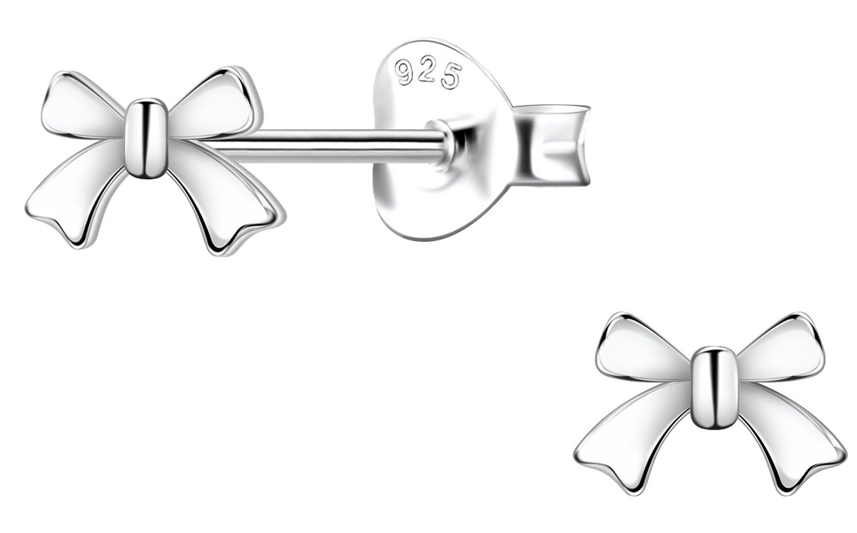 Joy|S - Zilveren strikje oorbellen - 6 x 4 mm - massief - petit stik - sterling zilver 925 - strikjes oorknoppen