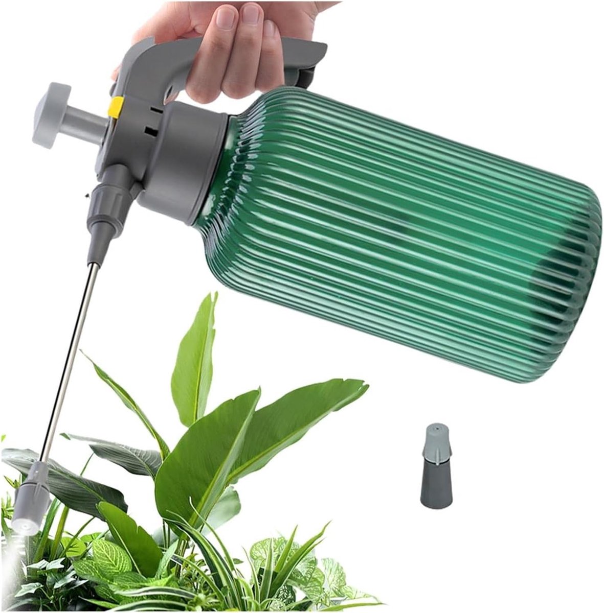 Tuinspuitfles - Plantensproeier - Druksproeier - Kunststof - Stevig en duurzaam - Lichtgewicht en draagbaar - 2000 ml - Met verlengstang - Geschikt voor autoreiniging, reizen, plantenverzorging en tuinieren - Groen