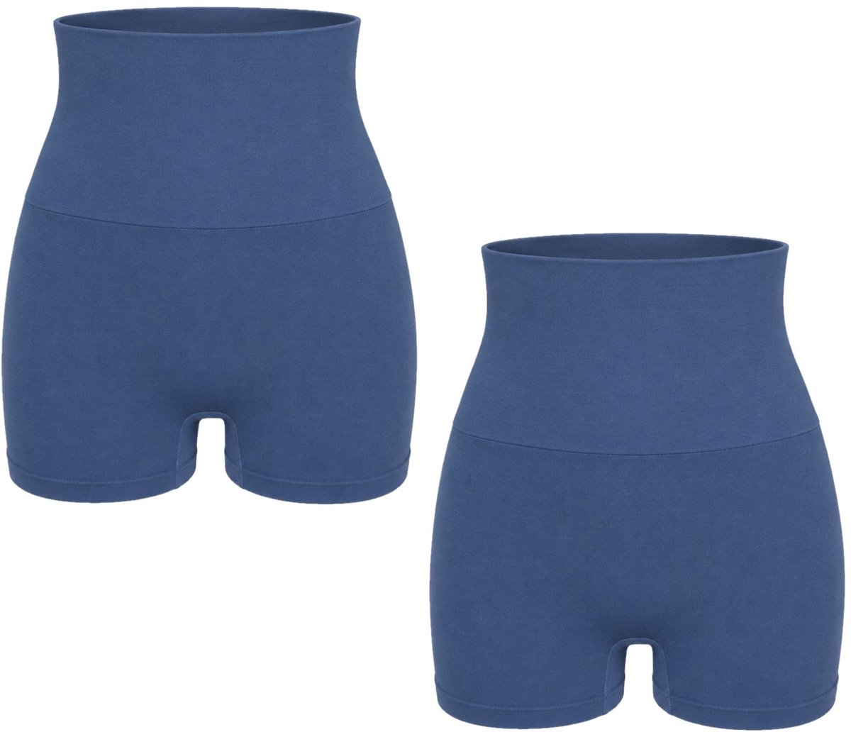 J&C 2-pack Corrigerende Dames Short Hoog Model – Shapewear Short met Hoge Taille – Sterk Corrigerend – Microfiber – Blauw – Maat L/XL