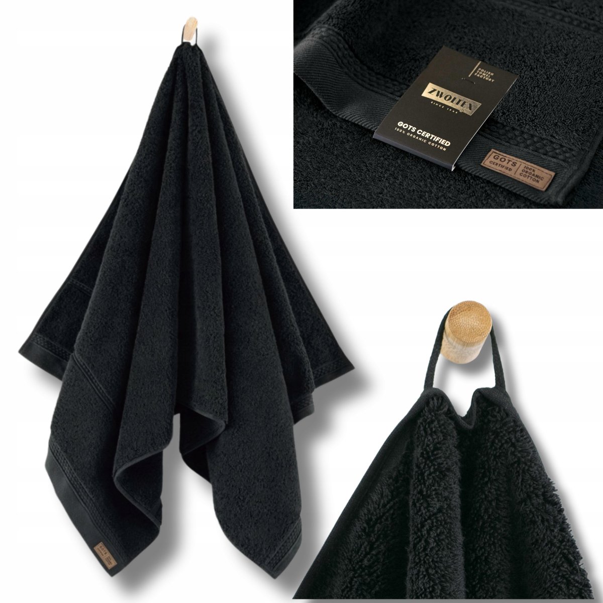 KONEY - Gastendoekje - Queen - 30 x 50 cm - Zwart - 650 g/m²