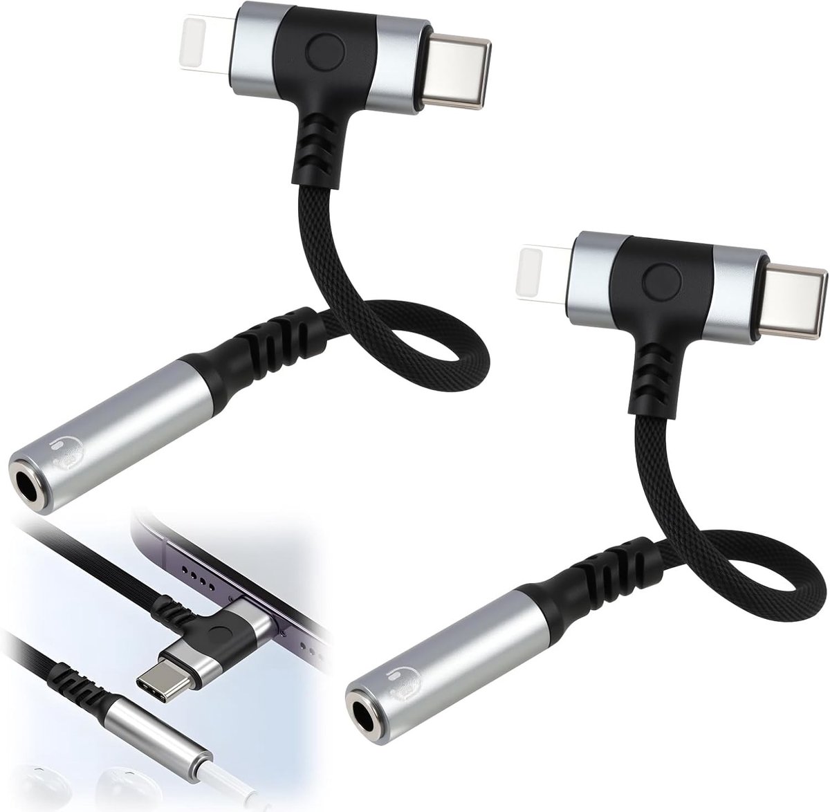 USB C naar 3.5mm jack adapter - 2 in 1 - met DAC chip - ideaal voor muziek en bellen - ShopVlot