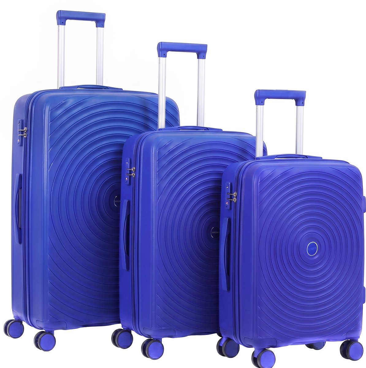 FLY&BYE® Kofferset Core - S/M/L - 3 Delig - Complete Set - 35 Handbagage + 60 en 94L Ruimbagage - Cijferslot - Donker Blauw