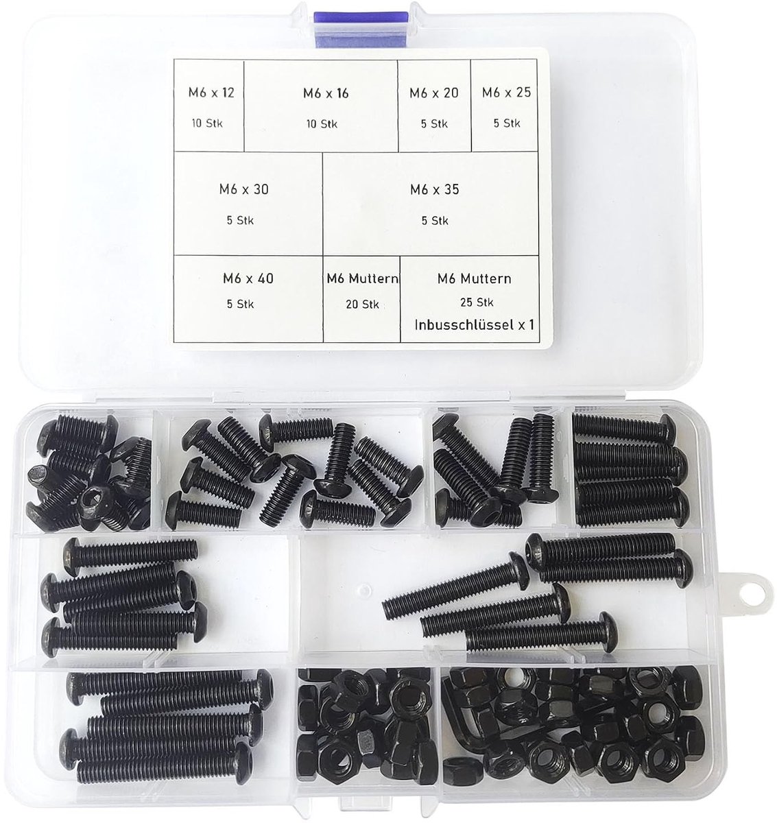 Complete M6 Schroeven Set met 91 Stukken, Inclusief Lenskop Schroeven, Moeren en Diverse Machine Schroeven voor Diverse Toepassingen