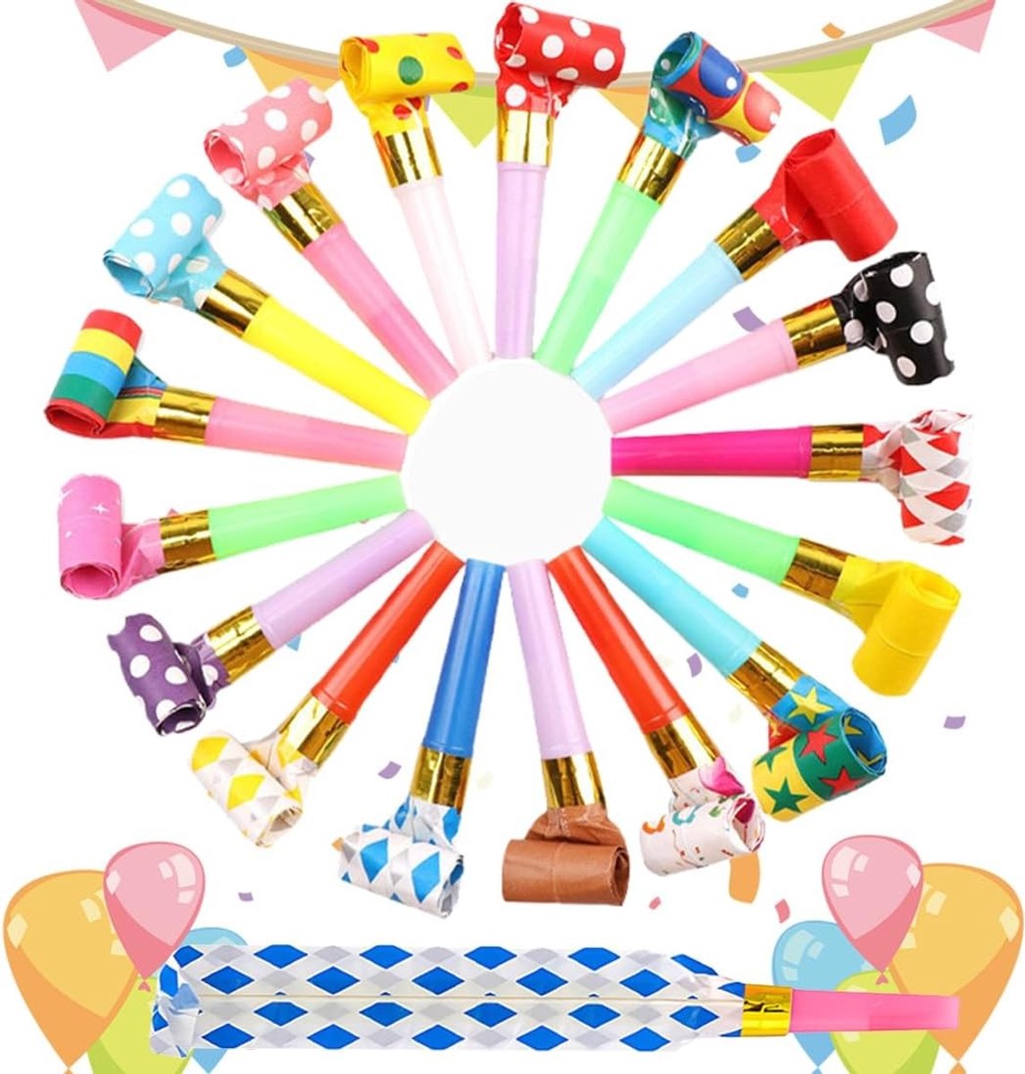 20 Kindertrompet Fluitjes voor Feestjes, Verjaardagen en Ceremonies - Kleurige Krachmakers voor Kinderen