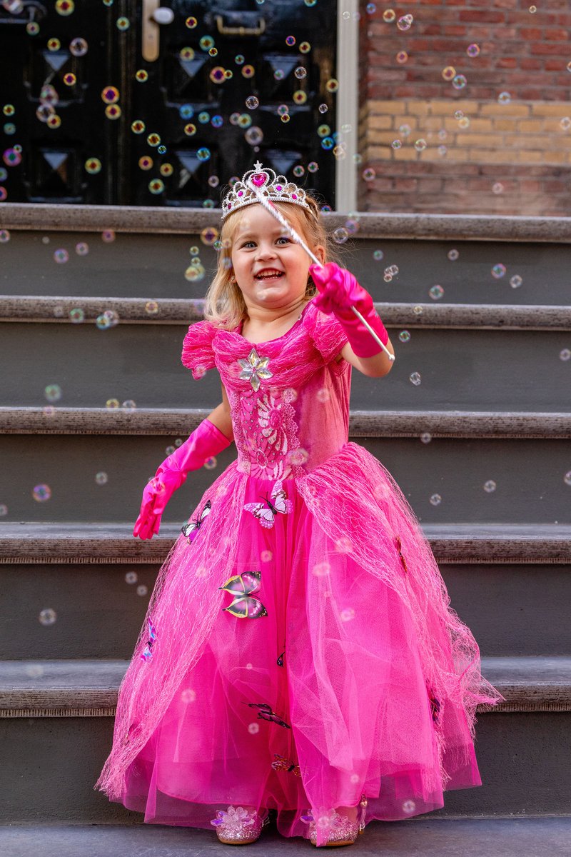 Het Betere Merk - Prinsessenjurk meisje - Roze vlinders - Verkleedkleren meisje - Kleed — afbeelding 5
