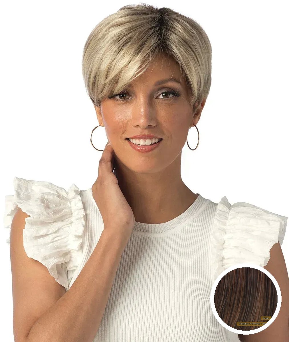 Estetica Designs Ember Swiss Lace+ Synthetisch Haarwerk - R6 28F Kort Krullig Koraal