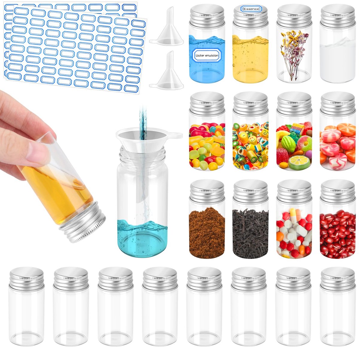 SnelShoppen - ANZOAT 20 ml plastic fles met schroefdop - 30 stuks kleine flesjes - perfect voor cosmetische monsters, samples, reisbenodigdheden, hobb