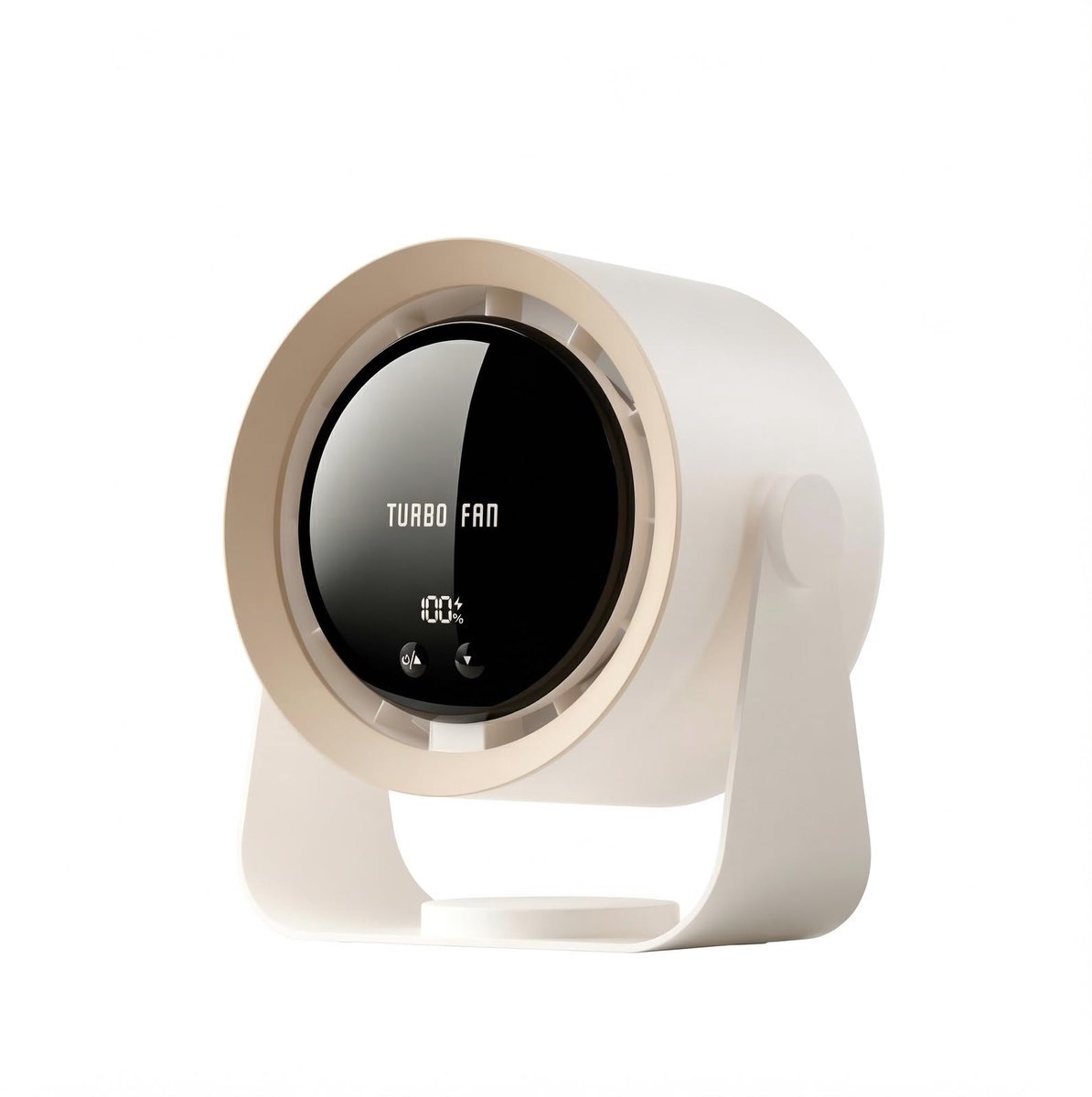 Thijox - Kleine USB-bureauventilator met LED-display, 5 snelheden, 90° draaibare kop, sterke luchtstroom, turbo-ontwerp, draagbare ventilator voor kan