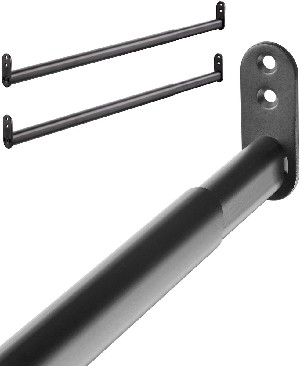 2 x kaststang 900-1100 mm, uitschuifbaar, matzwart, ovaal
