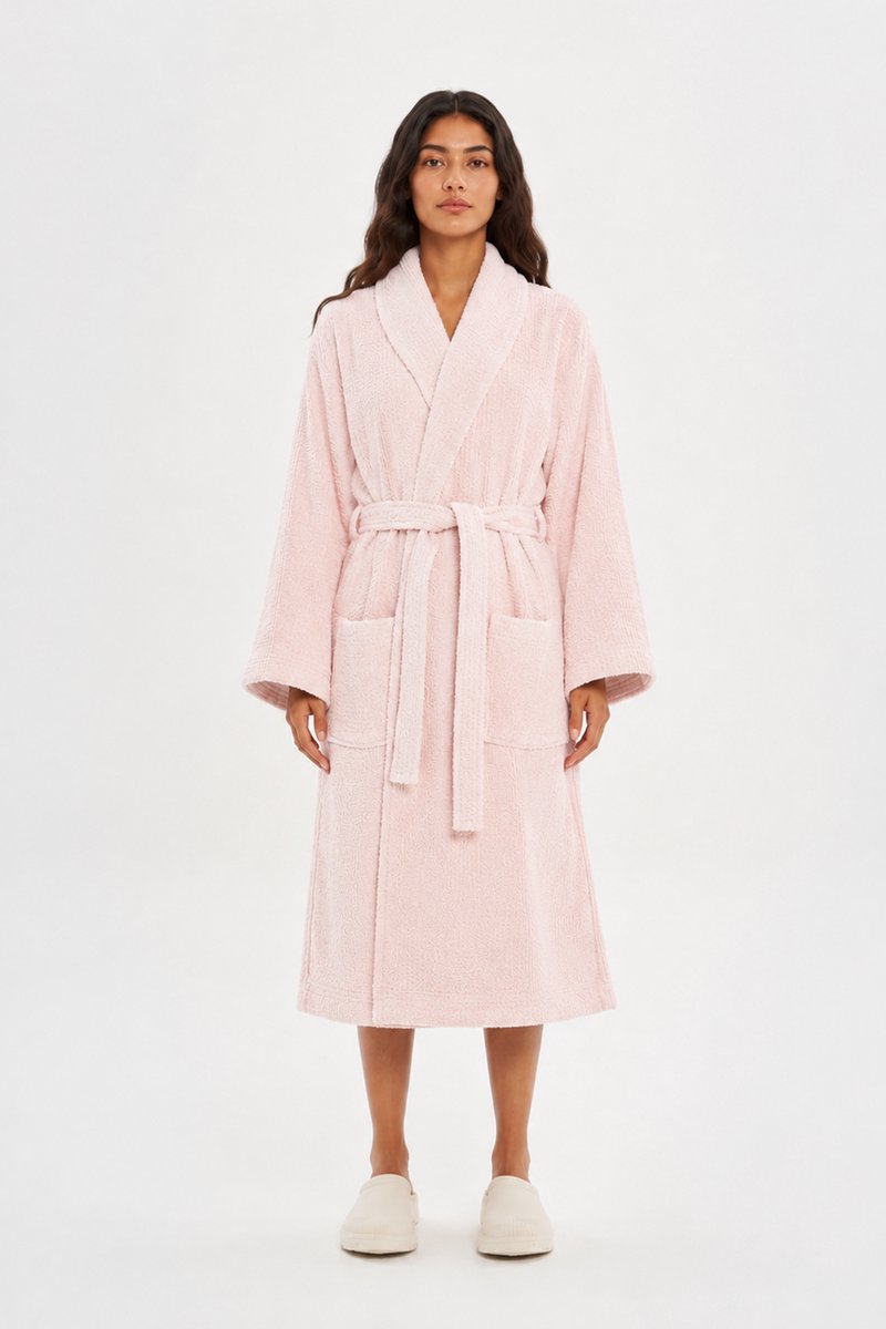 The Linen Room Katoenen Badjas – 450 GSM – 100% Katoen – Hotelkwaliteit – Unisex – Oudroze-XXL